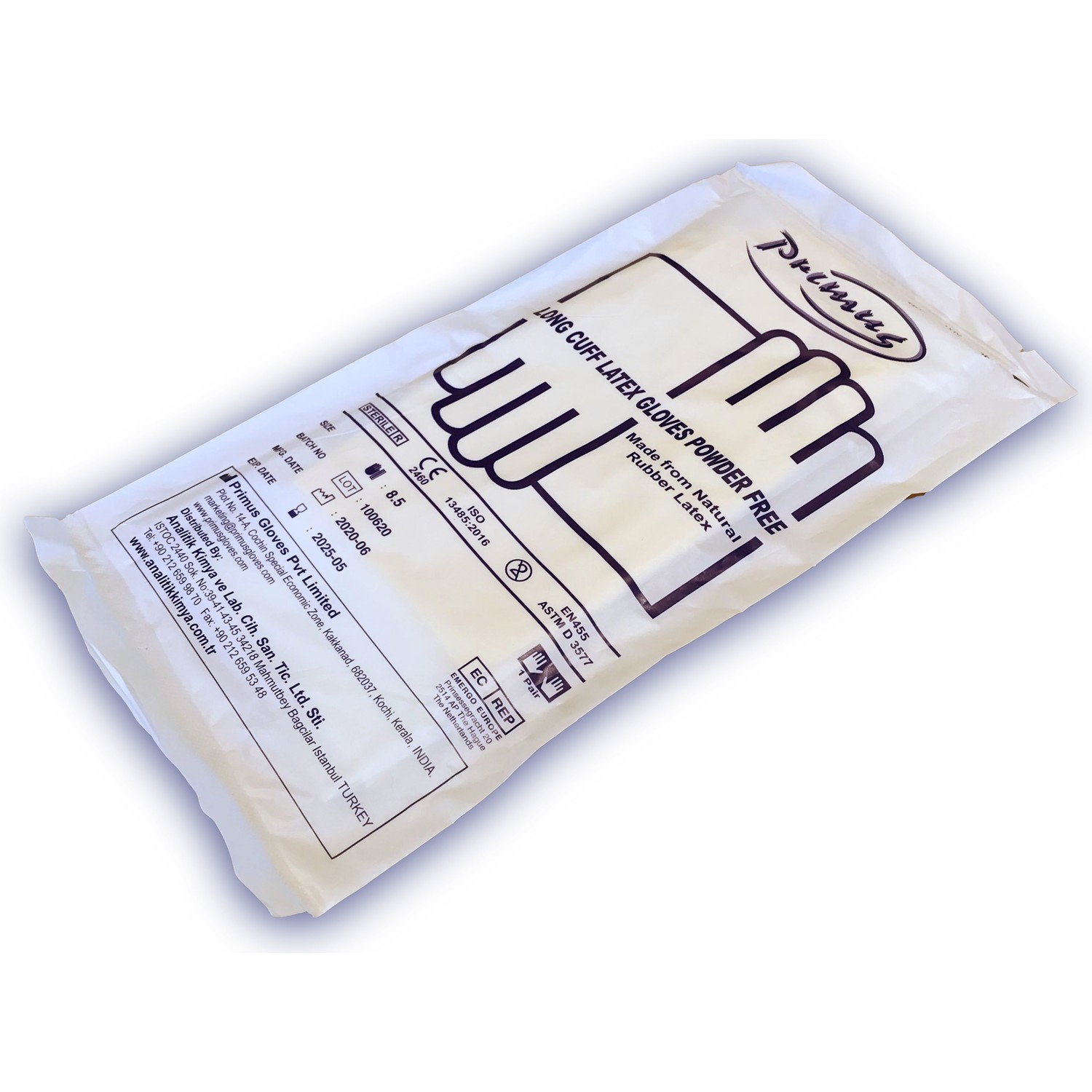 BZS400PF85 BEZOSS STERILE LATEX GLOVES 40CM CUFF SIZE 8,5